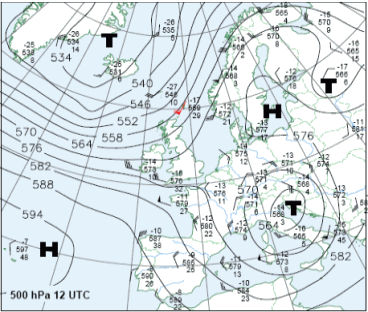 Hhenstrmung auf dem 500 hPa-Niveau